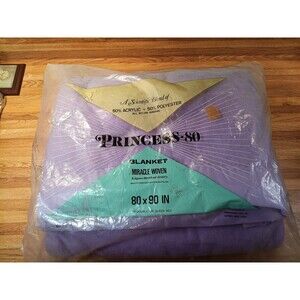 Vintage Lilac Purple Satin Trim Blanket 80x90 Inches